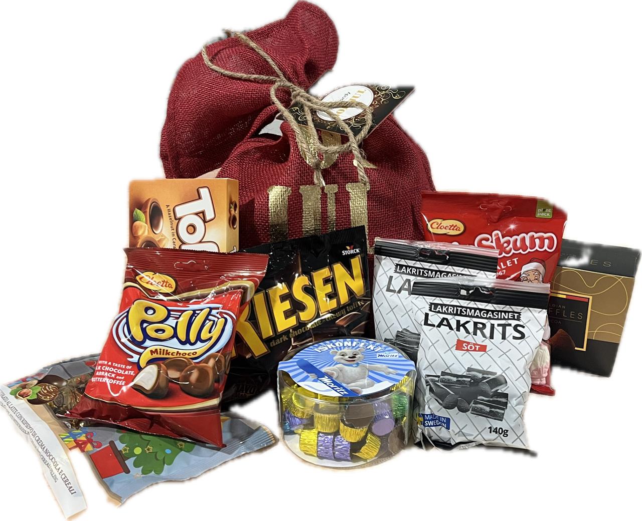 Köp Godis Jutesäck God Jul röd 1,450kg