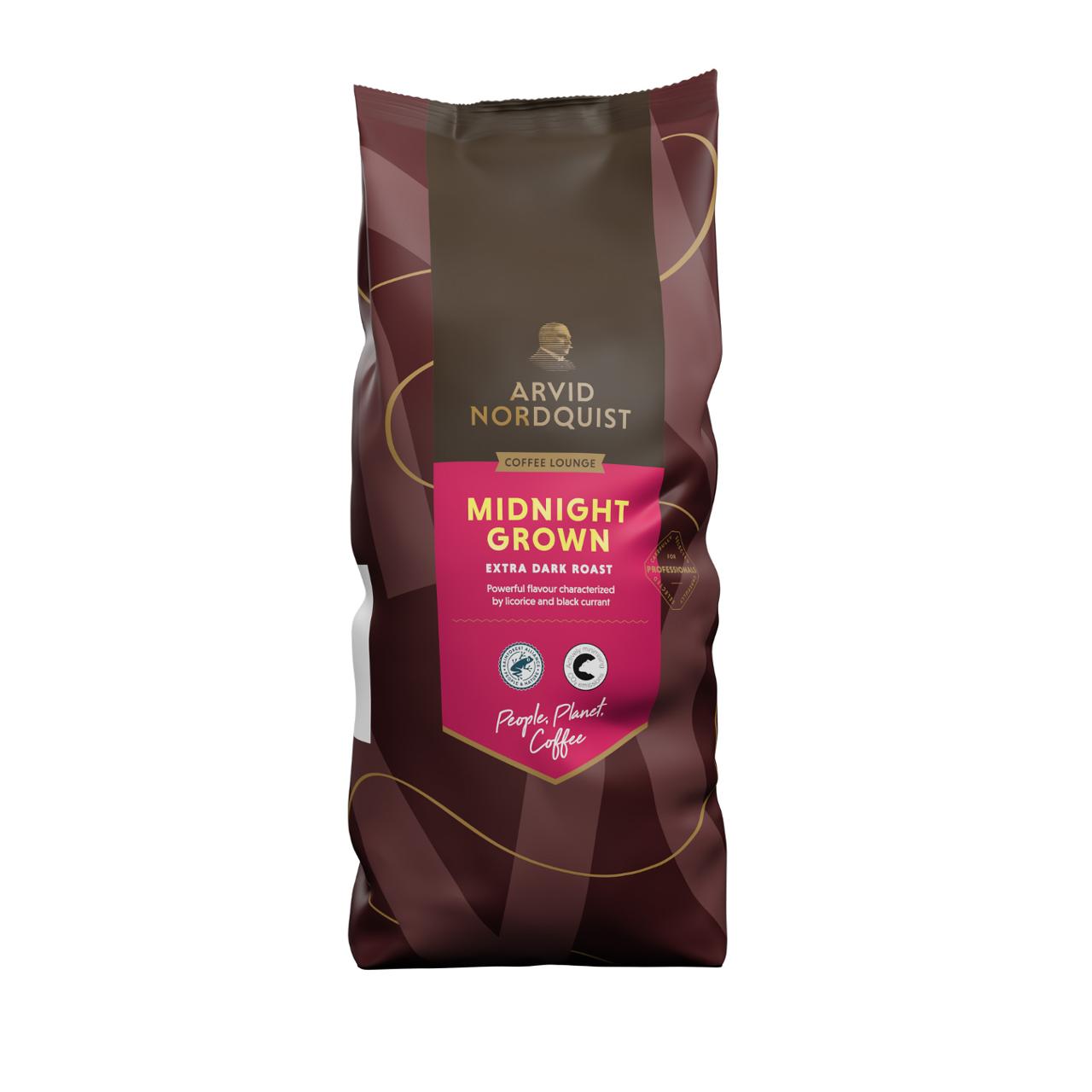 ARVID NORDQUIST Kaffebönor Midnight odlat kaffe, fylligt, extra mörkrostat, 1kg | Kök och servering - Kaffe och te - Hela Bönor | Kontorsexperten