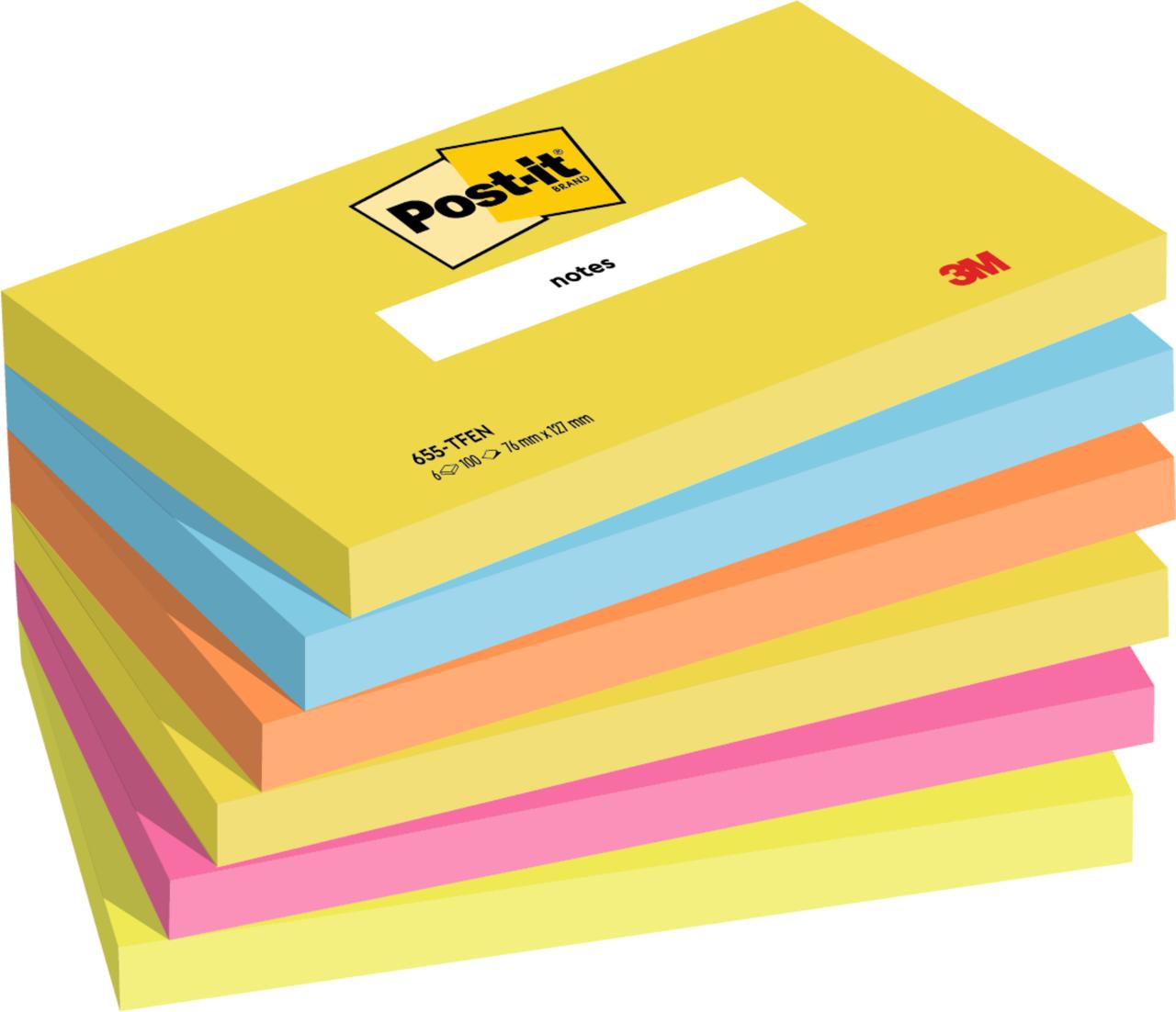 POST-IT Notes Energetic 76x127mm 6/fp | Kontorsmaterial - Notes och Post-It - Notes - Färgade | Kontorsexperten