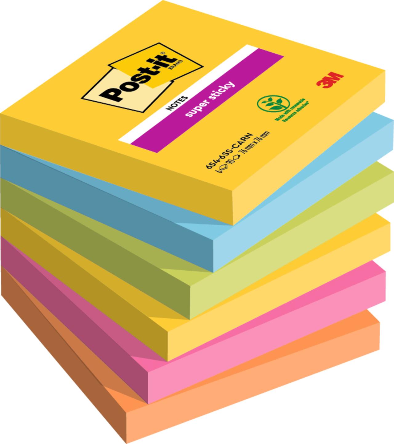 POST-IT Note SS Carnival 76x76mm 6/fp | Kontorsmaterial - Notes och Post-It - Notes - Extra sticky | Kontorsexperten