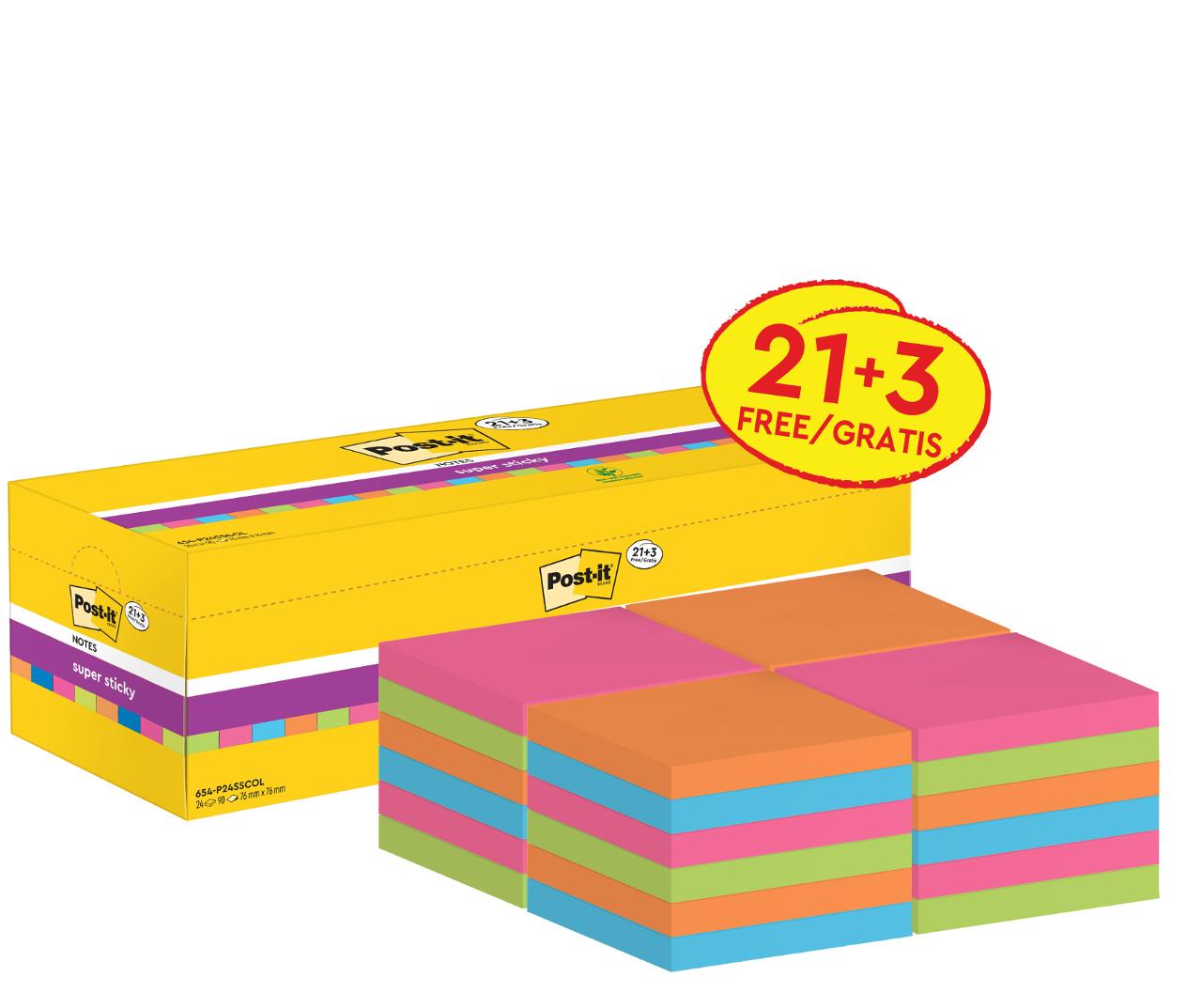 POST-IT Notes SS Värdepack 76x76mm 24/fp | Kontorsmaterial - Notes och Post-It - Notes - Extra sticky | Kontorsexperten