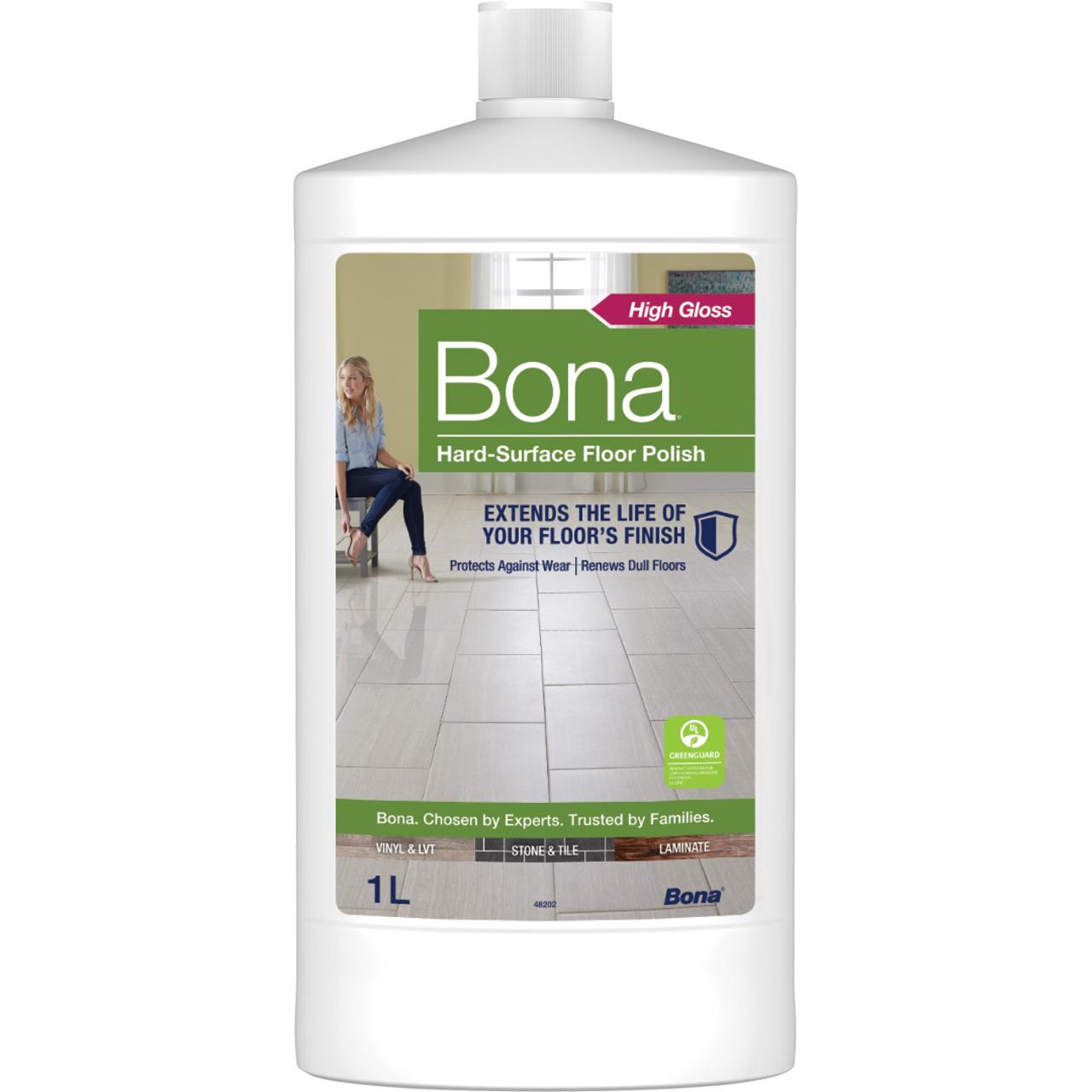 BONA Golvpolish för sten-, kakel- och laminatgolv, lätt parfymerad, flaska på 1 l | Städ och hygien - Golvunderhåll - Golvpolish | Kontorsexperten