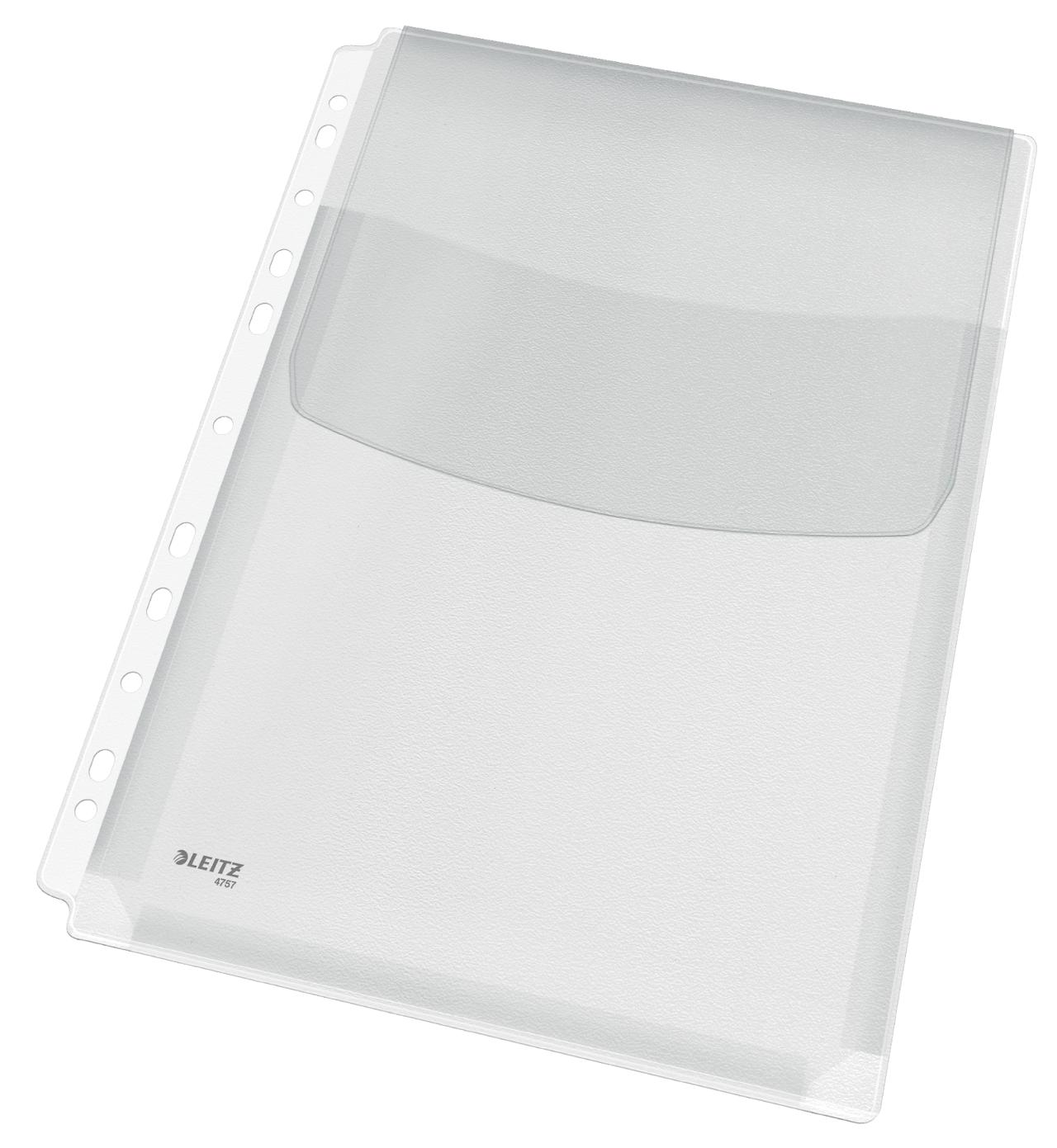LEITZ Plastficka, Premium A4, stansad, 170 mikrometer, PVC, jämn, 11 hål, genomskinlig 5/fp | Kontorsmaterial - Mappar och plastfickor - Plastfickor - Bälg | Kontorsexperten