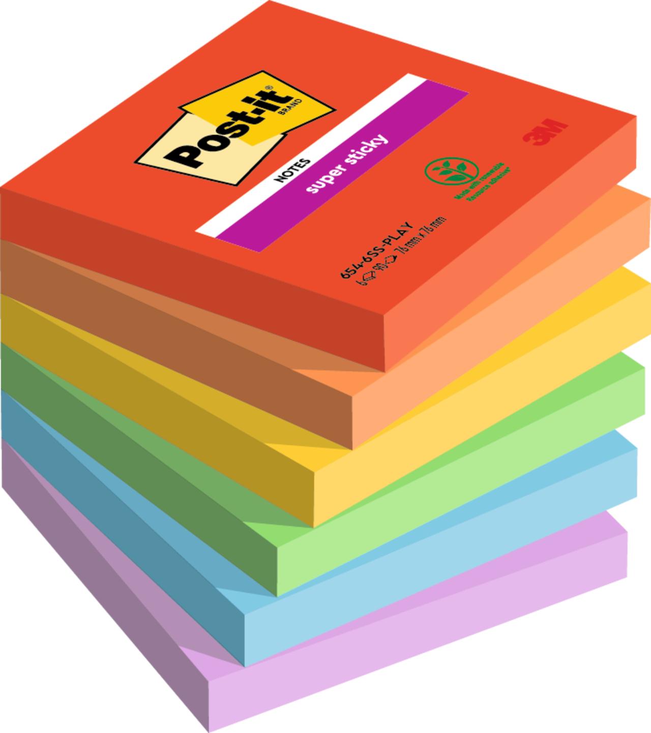 POST-IT Notes Supersticky Playful Collection 76x76mm 6/fp | Kontorsmaterial - Notes och Post-It - Notes - Extra sticky | Kontorsexperten