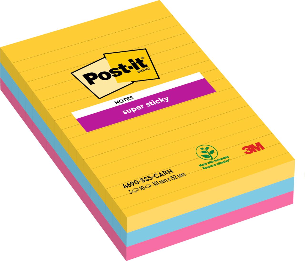 POST-IT Notes SS 101x152mm Carnival 3/fp | Kontorsmaterial - Notes och Post-It - Notes - Extra sticky | Kontorsexperten