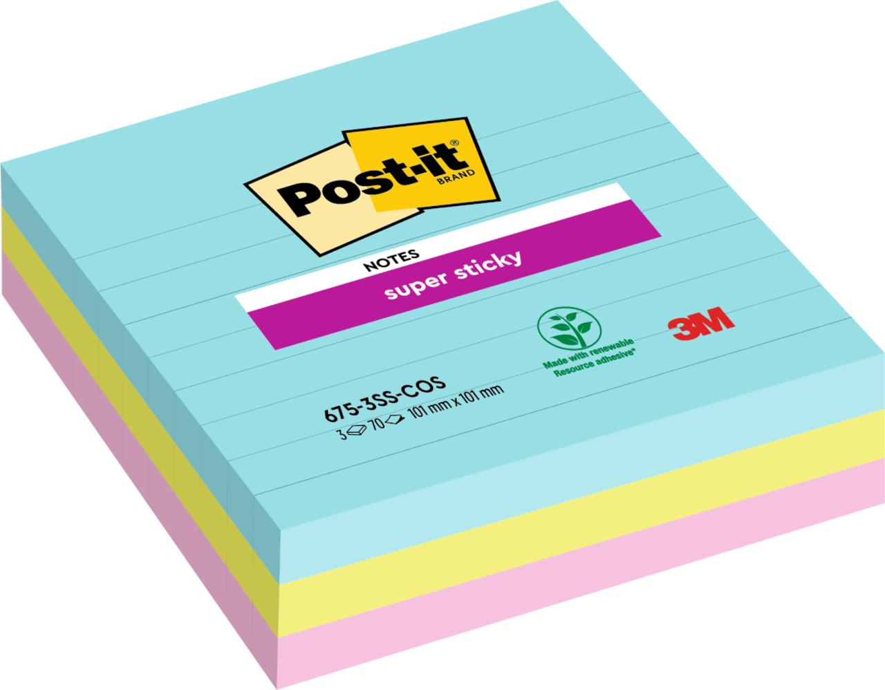 POST-IT Notes SS linjerade 101x101mm 90 blad Cosmic 3/fp | Kontorsmaterial - Notes och Post-It - Notes - Extra sticky | Kontorsexperten