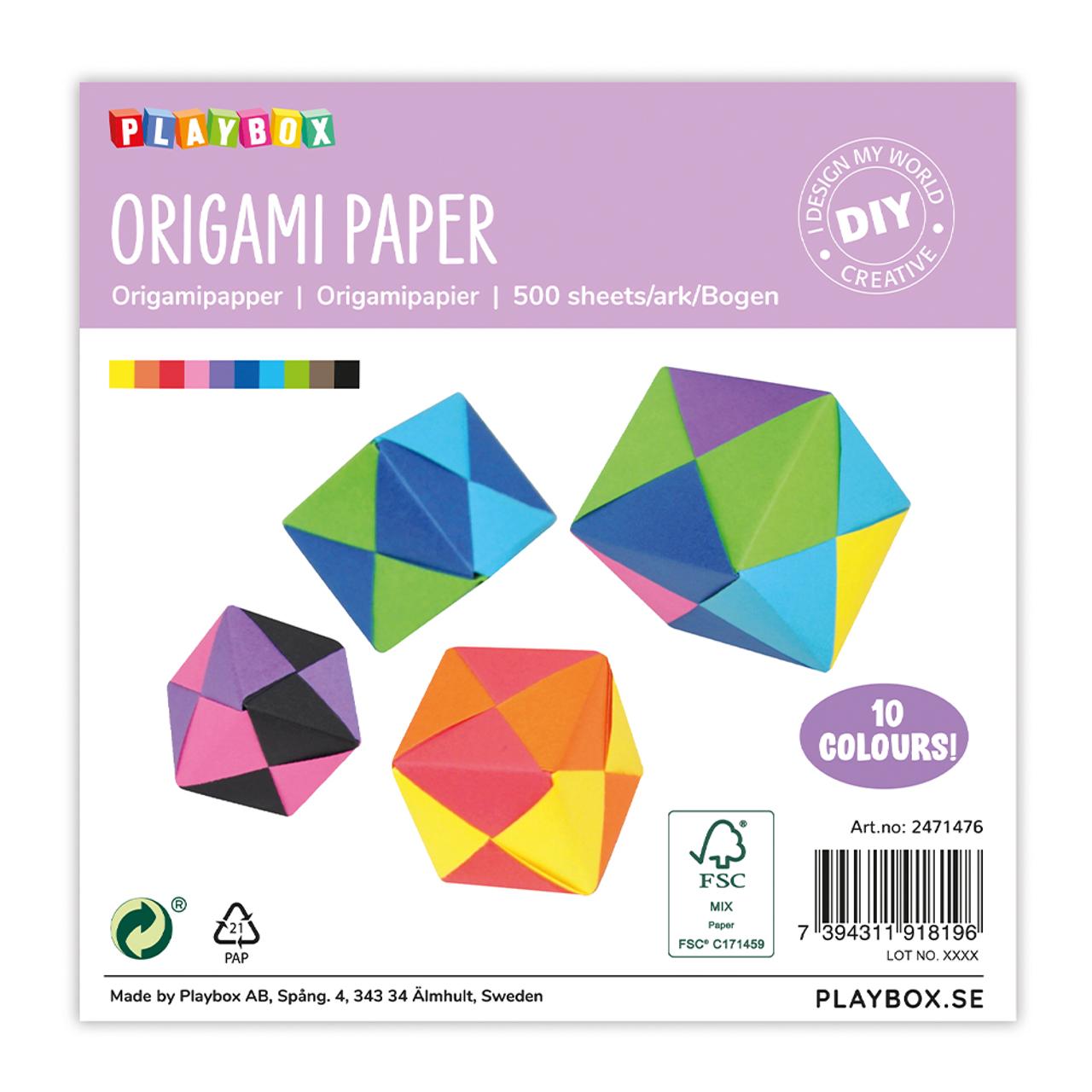 PLAYBOX Origamipapper 500/fp | Skola och förskola - Hobbypapper - Specialpapper | Kontorsexperten