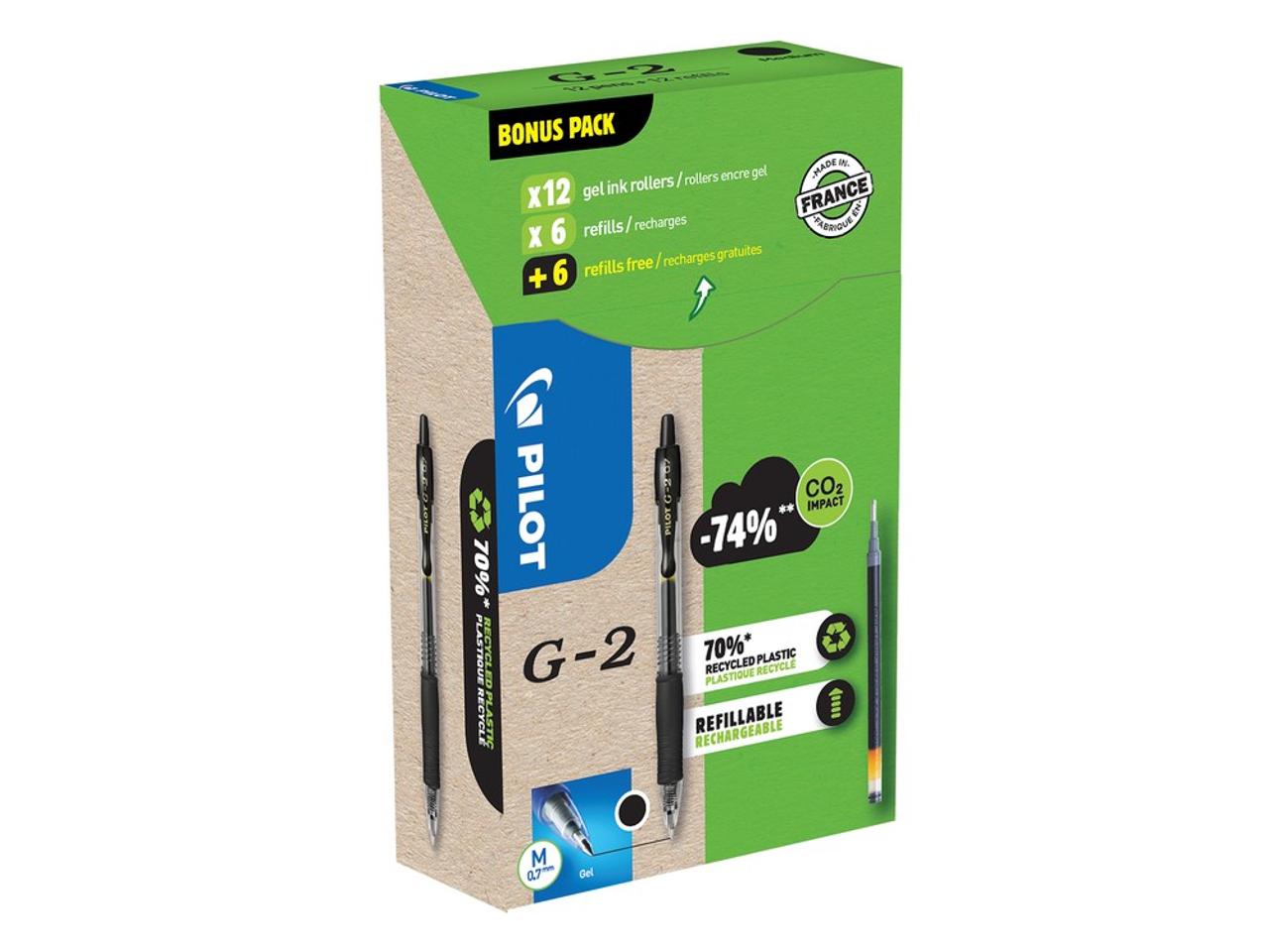 PILOT Gelpenna G2 Plus svart 12+12/fp | Kontorsmaterial - Pennor - Gelpennor | Kontorsexperten