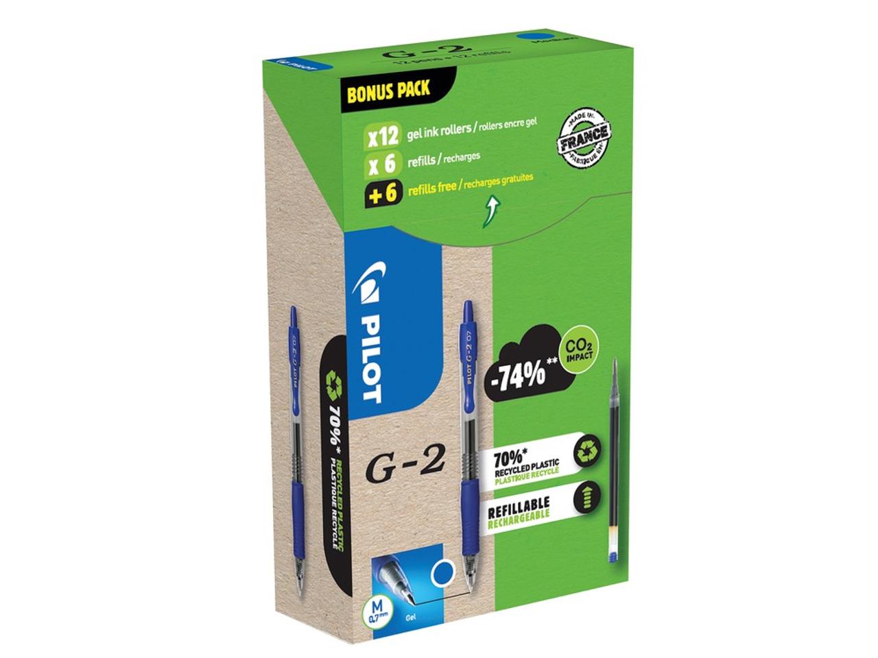 PILOT Gelpenna G2 Plus. blå 12+12/fp | Kontorsmaterial - Pennor - Gelpennor | Kontorsexperten