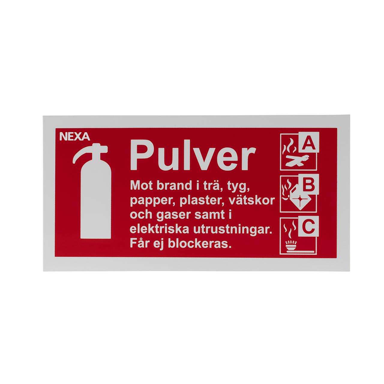 NEXA Skylt Brandsläckare pulver 10x20cm | Skyddsutrustning - Brandsäkerhet - Brandskyltar | Kontorsexperten