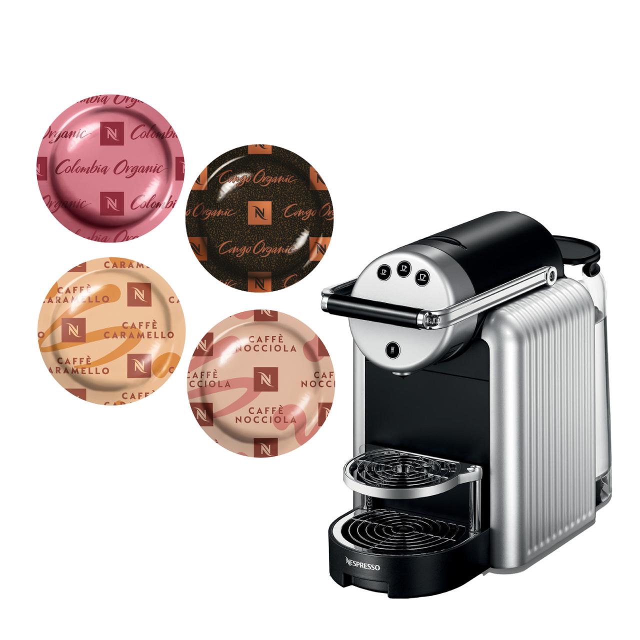 NESPRESSO Zenius kaffemaskin + 400 kaffekapslar (paket 2)