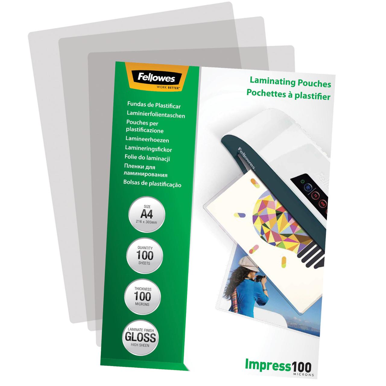 FELLOWES Laminat A4 100mic Klar 100/fp | Kontorsmaskiner - Laminering - Laminat - A4 | Kontorsexperten