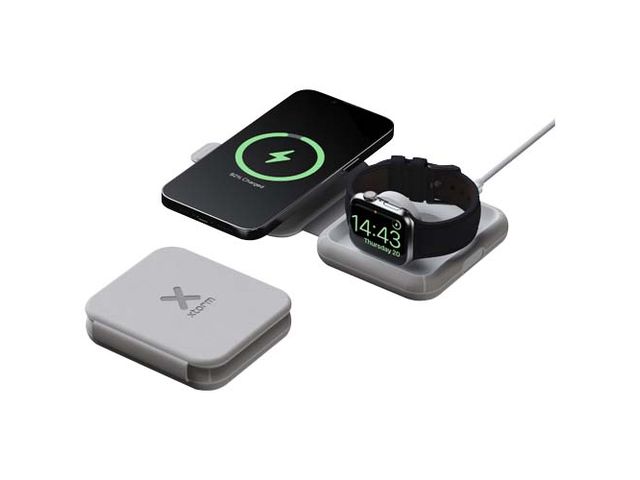 Xtorm Laddare PU plast läder grå 2-i-1 | Profilsortiment - Mobiler och tablets - Laddningsplattor | Kontorsexperten