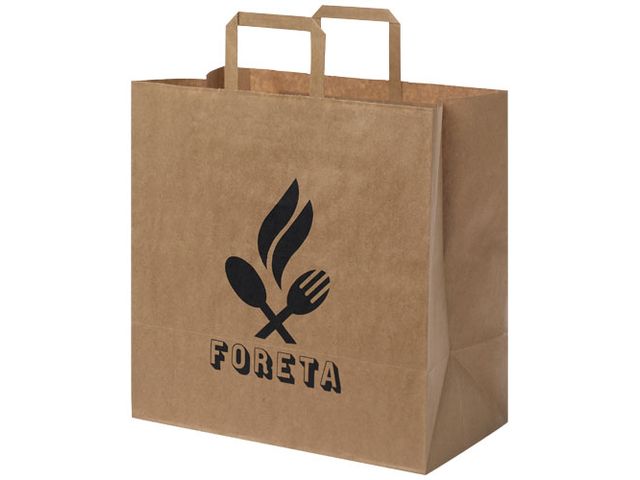 Papperspåse platt handtag brun XL | Profilsortiment - Kassar och påsar - Papperskassar | Kontorsexperten
