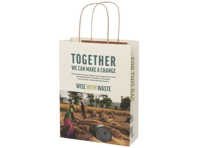 Papperspåse tvinnat handtag vit M | Profilsortiment - Kassar och påsar - Papperskassar | Kontorsexperten