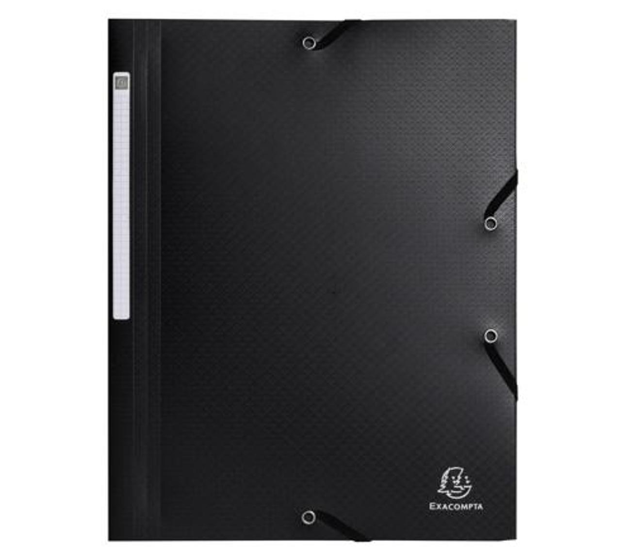EXACOMPTA Mapp A4 PP recycled 3-klaff svart | Kontorsmaterial - Mappar och plastfickor - Gummibandsmappar 3-klaff - Plast | Kontorsexperten