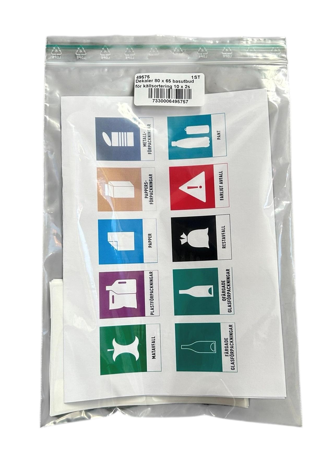 HYGIENTEKNIK Dekaler för avfallssortering kit 10x2st | Städ och hygien - Avfallshantering och källsortering - Sortering och återvinning | Kontorsexperten