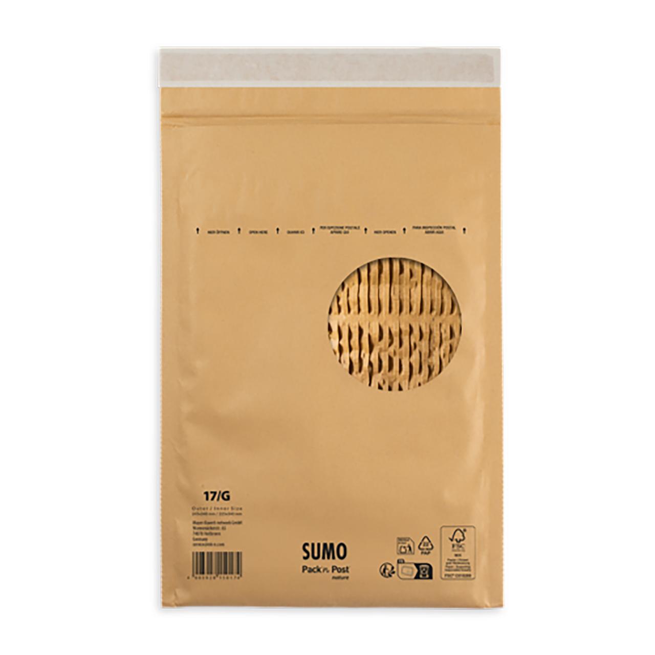 SUMO Påse vadderad 225x340mm brun 100/fp | Emballage och lagerutrustning - Kuvert och postemballage - Bubbelpåsar | Kontorsexperten