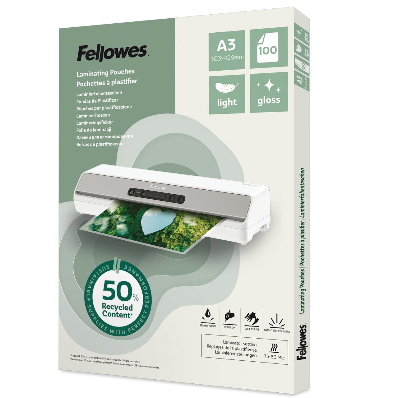 FELLOWES Laminat A3 Light 100/fp | Kontorsmaskiner - Laminering - Laminat - A3 | Kontorsexperten