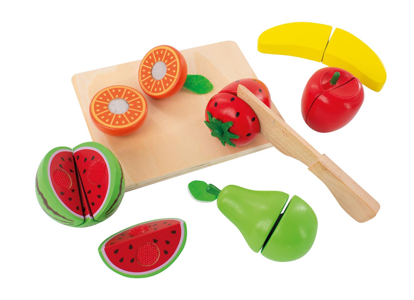 MYPAUZE Frukt och grönsaker i trä 8 delar | Skola och förskola - Lekmaterial - Kök och matlek | Kontorsexperten