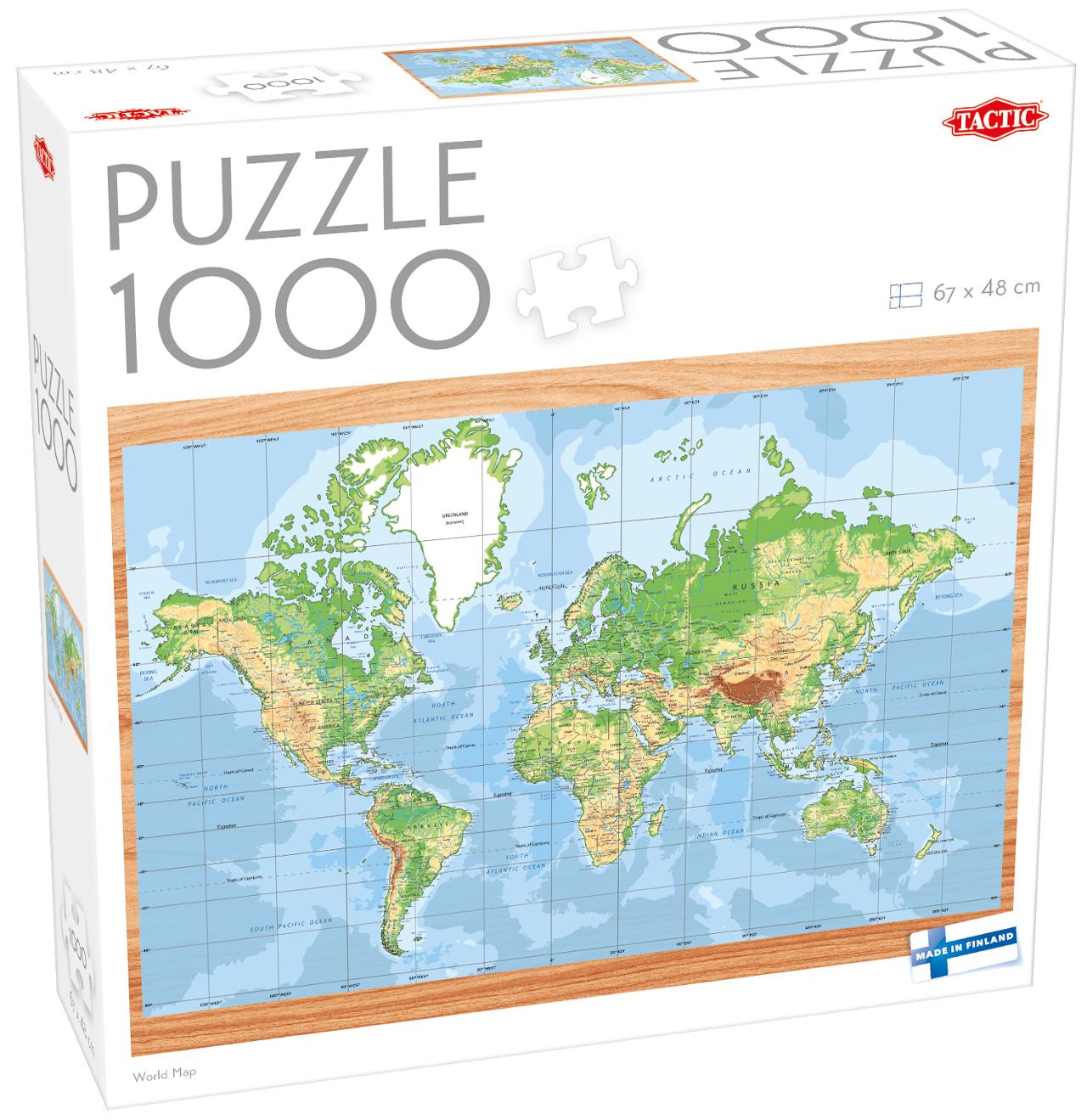 TACTIC Pussel Världskarta 1000 bitar | Skola och förskola - Lekmaterial - Pussel - Askpussel | Kontorsexperten