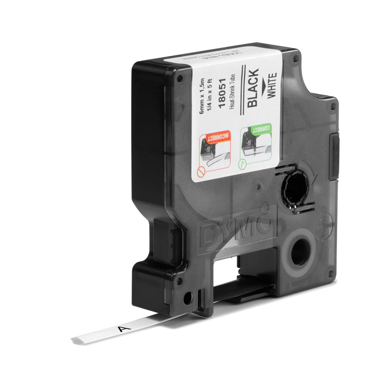 DYMO Tape Rhino krympslang 6mm svart på vit | Kontorsmaskiner - Märkmaskiner och tape - Tape - Dymo Rhino | Kontorsexperten