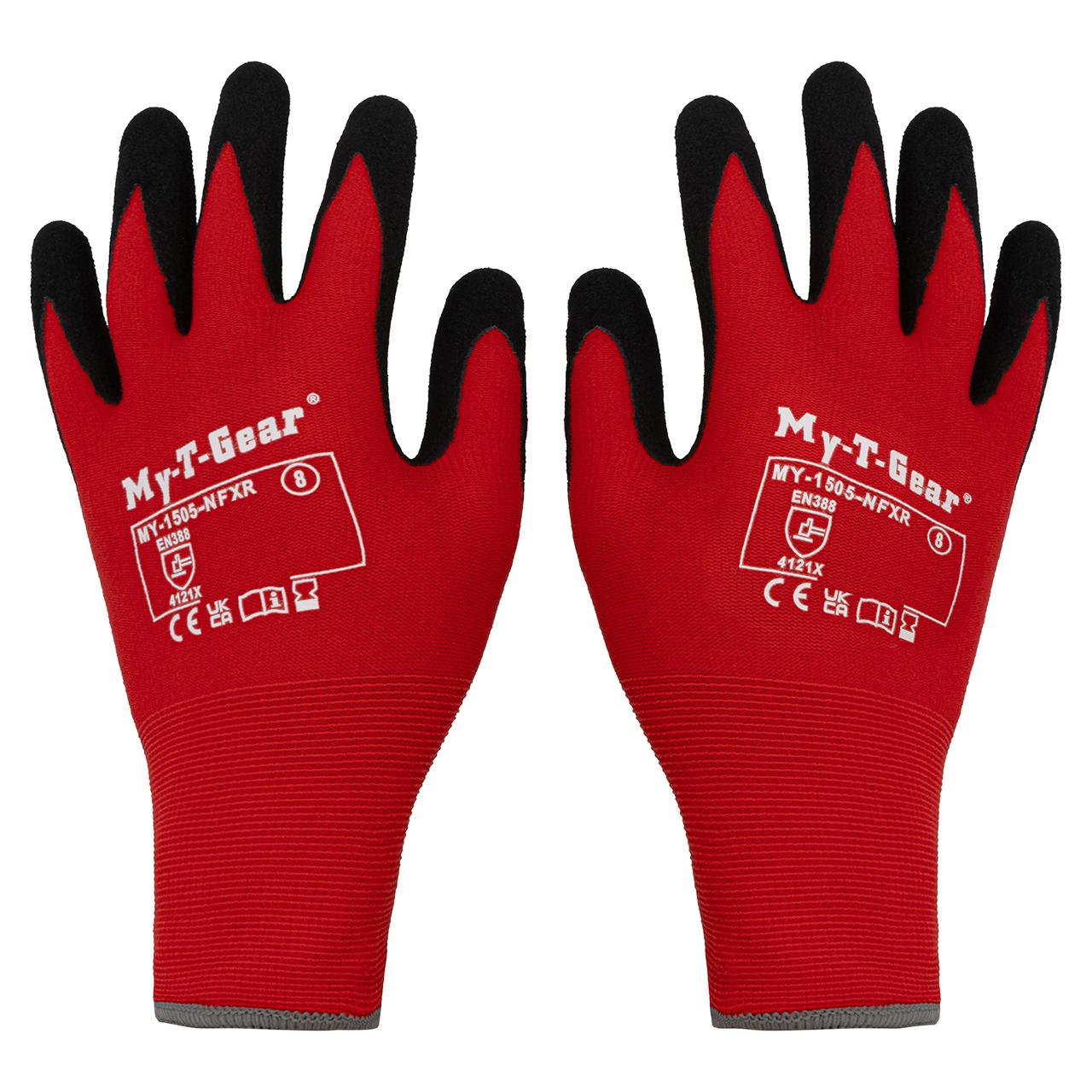 MY-T-GEAR Montagehandske nitril röd 8 | Skyddsutrustning - Skyddshandskar - Montagehandskar | Kontorsexperten