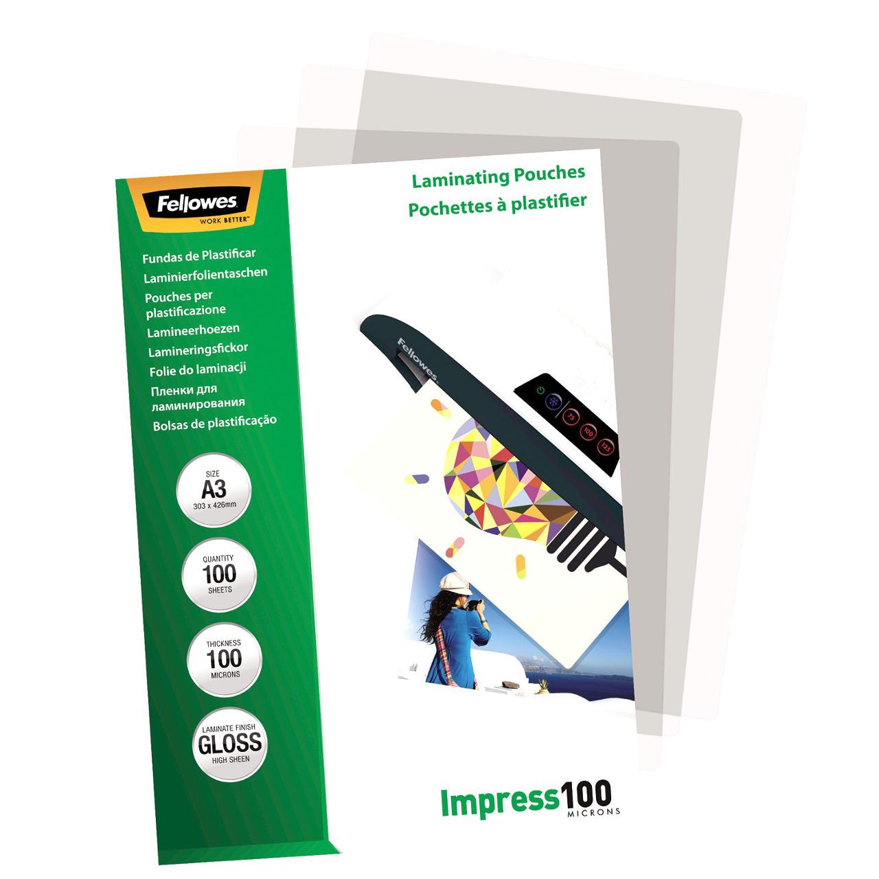 FELLOWES Laminat A3 100mic klar 100/fp | Kontorsmaskiner - Laminering - Laminat - A3 | Kontorsexperten