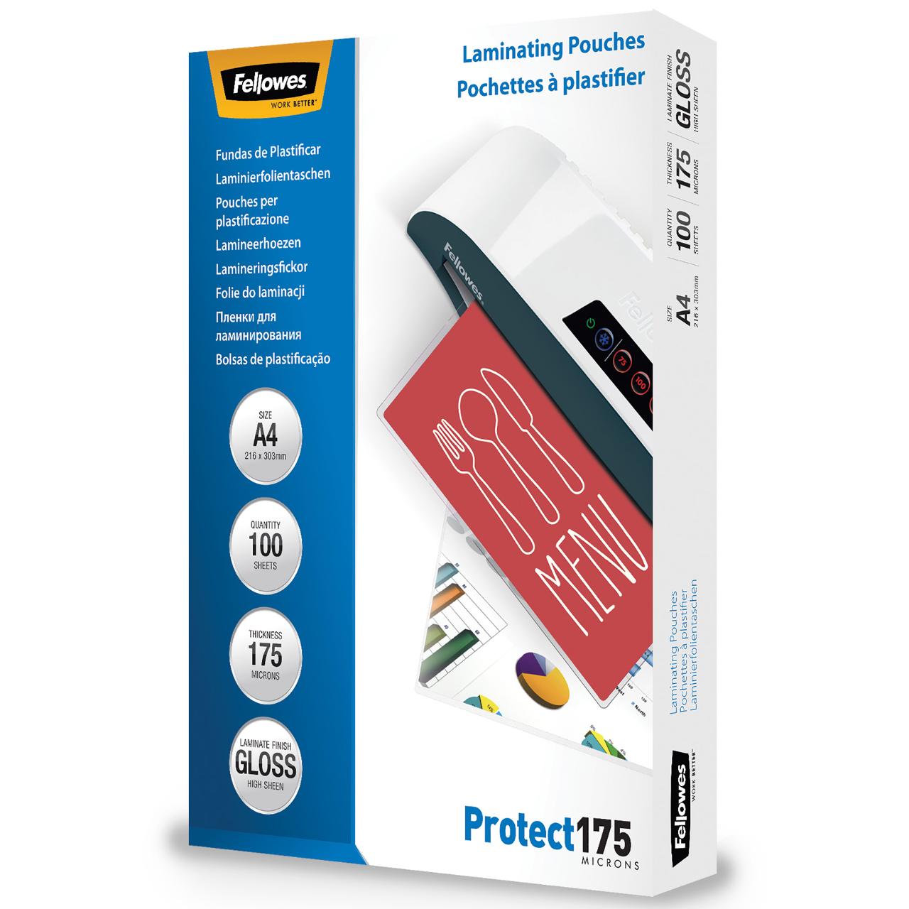 FELLOWES Laminat A4 175mic klar 100/fp | Kontorsmaskiner - Laminering - Laminat - A4 | Kontorsexperten