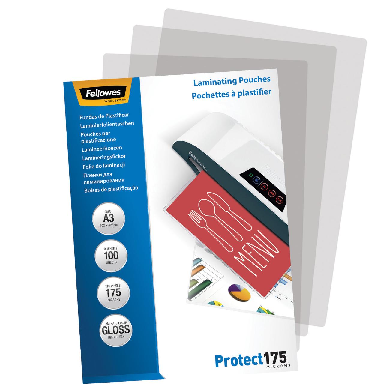 FELLOWES Laminat A3 175mic klar 100/fp | Kontorsmaskiner - Laminering - Laminat - A3 | Kontorsexperten