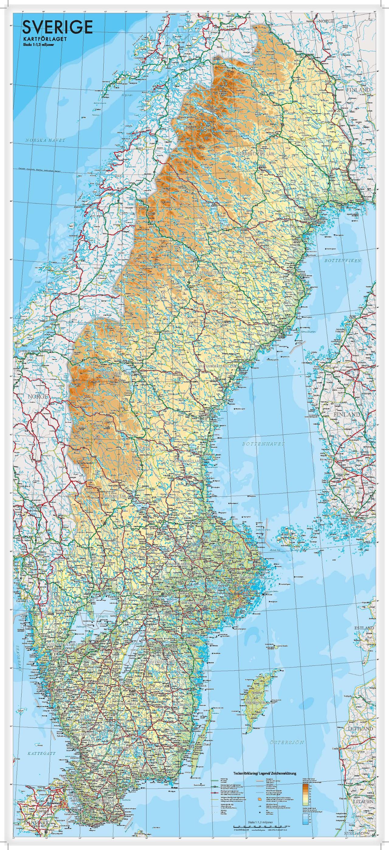 Affisch Sverige karta | Skola och förskola - Klassrummet / Lära - Geografi | Kontorsexperten