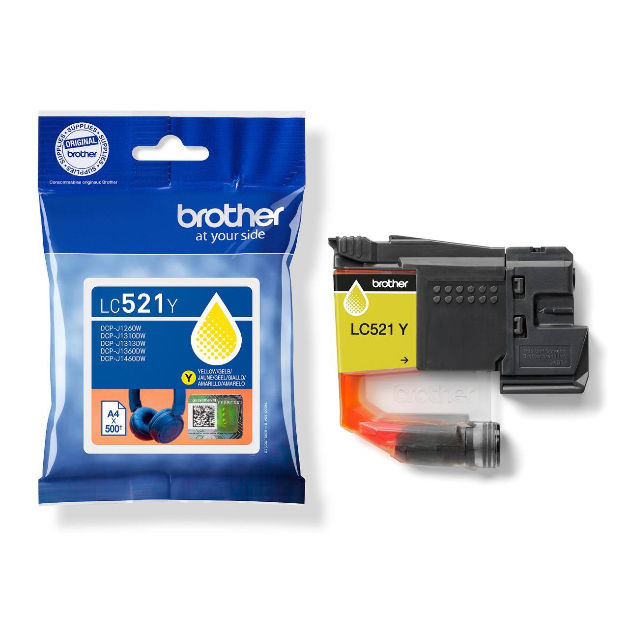BROTHER Bläckpatron LC521Y gul | Toner och bläck - Bläckpatroner - Bläckpatroner Brother | Kontorsexperten