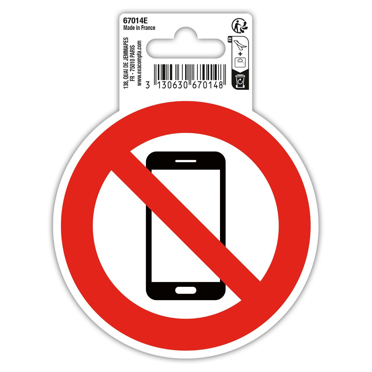 EXACOMPTA Skylt Inga mobiltelefoner självhäftande | Skyddsutrustning - Säkerhetsmärkning och skyltar - Skyltar | Kontorsexperten
