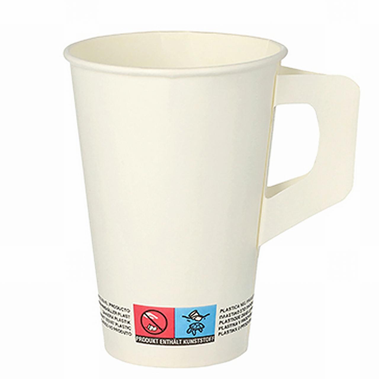PAPSTAR Pappersbägare handtag 20cl vit 80/fp | Kök och servering - Engångsartiklar - Pappersbägare | Kontorsexperten