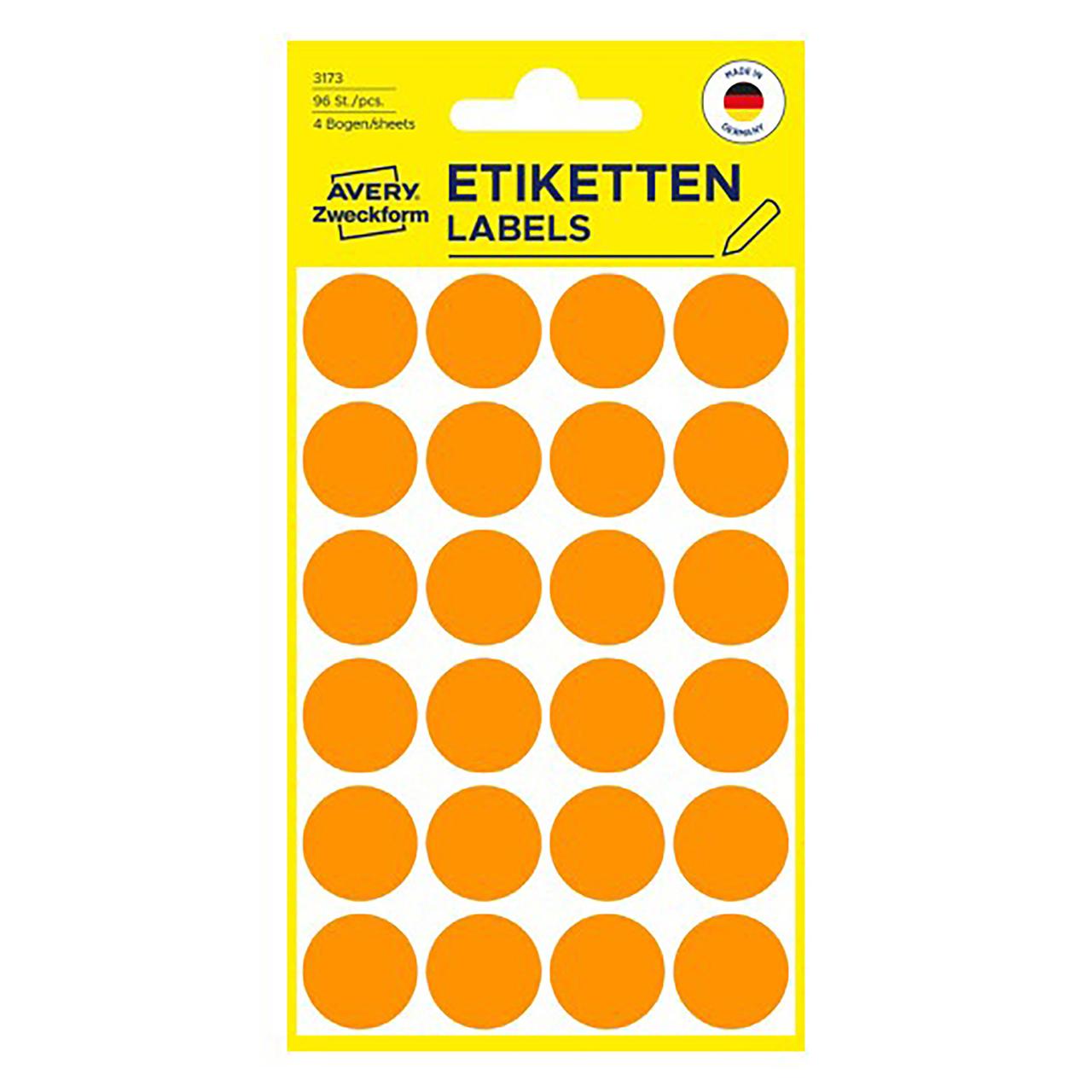 AVERY Färgkodningsprick AVERY Ø18mm orange 96/fp | Emballage och lagerutrustning - Etiketter och godsmärkning - Märk- och färgsignalsetiketter | Kontorsexperten