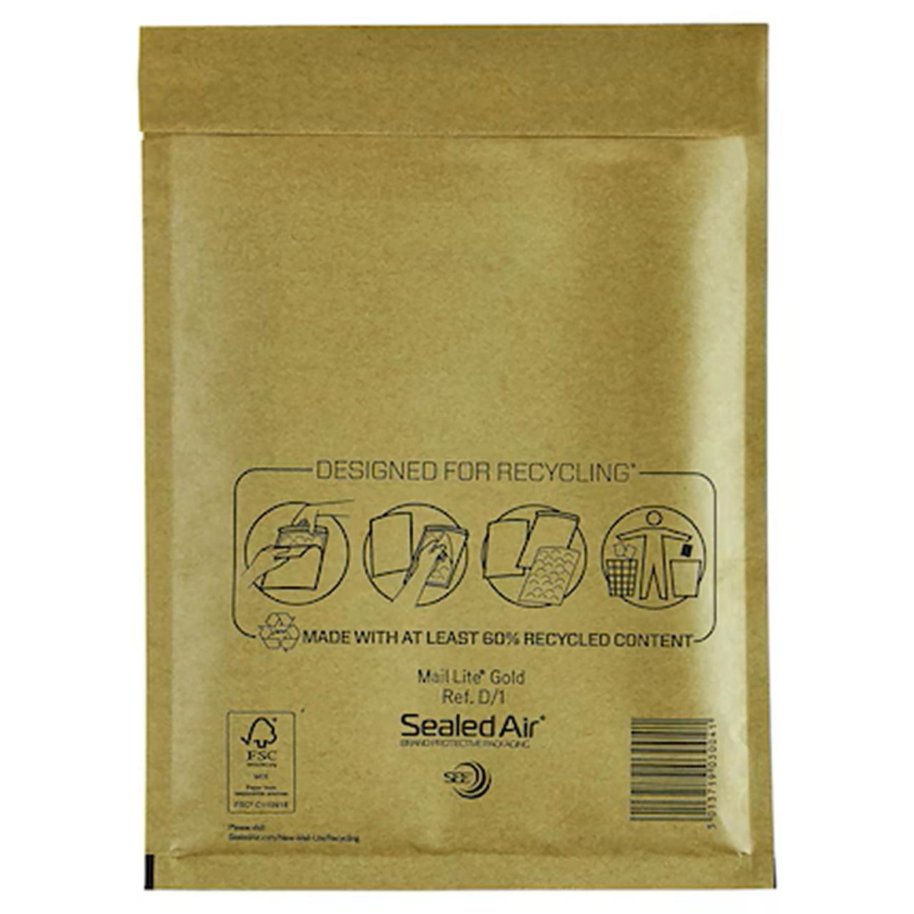SEALED AIR Bubbelpåse 180x260mm D/1 brun 200/fp | Emballage och lagerutrustning - Kuvert och postemballage - Bubbelpåsar | Kontorsexperten