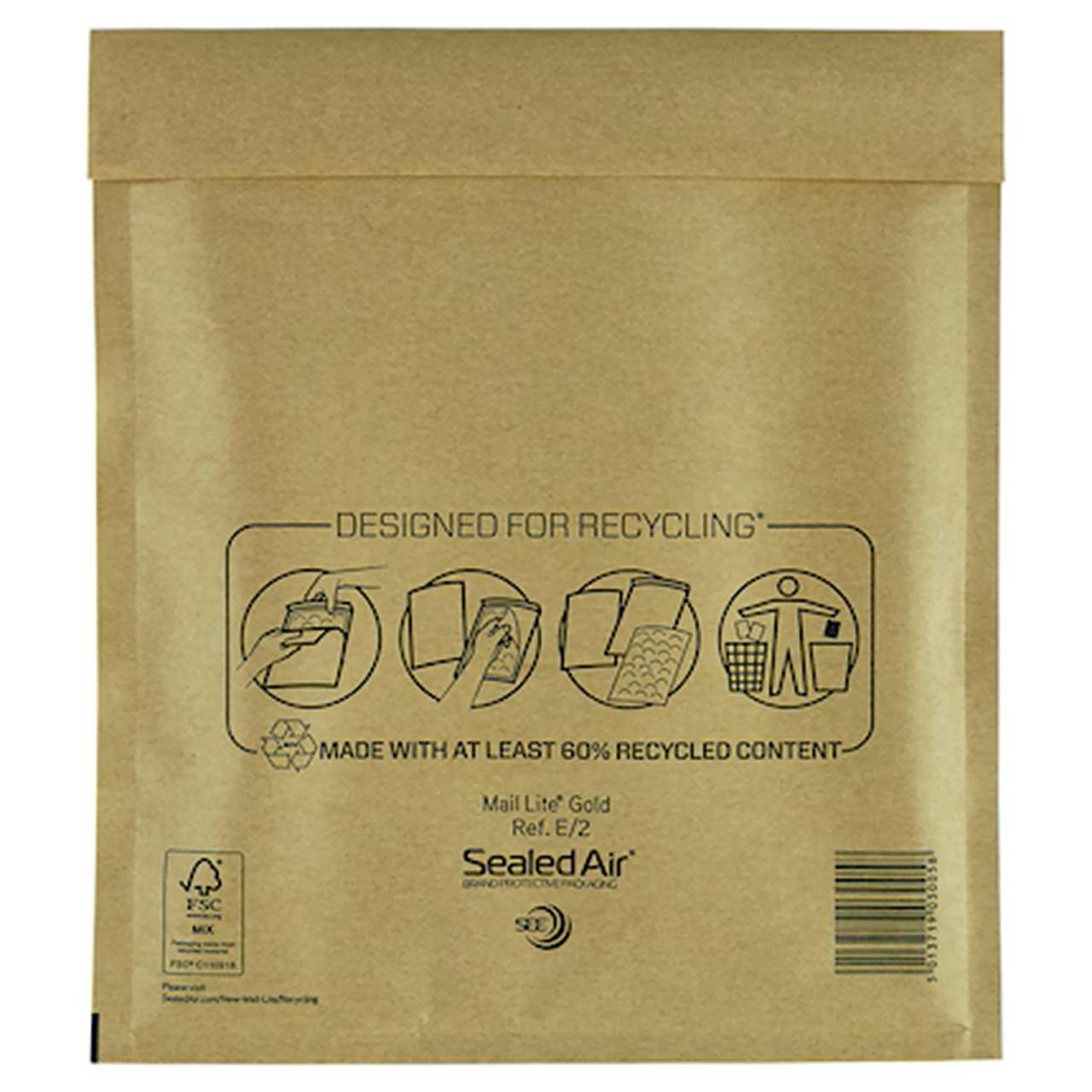 SEALED AIR Bubbelpåse 220x260mm E/2 brun 200/fp | Emballage och lagerutrustning - Kuvert och postemballage - Bubbelpåsar | Kontorsexperten