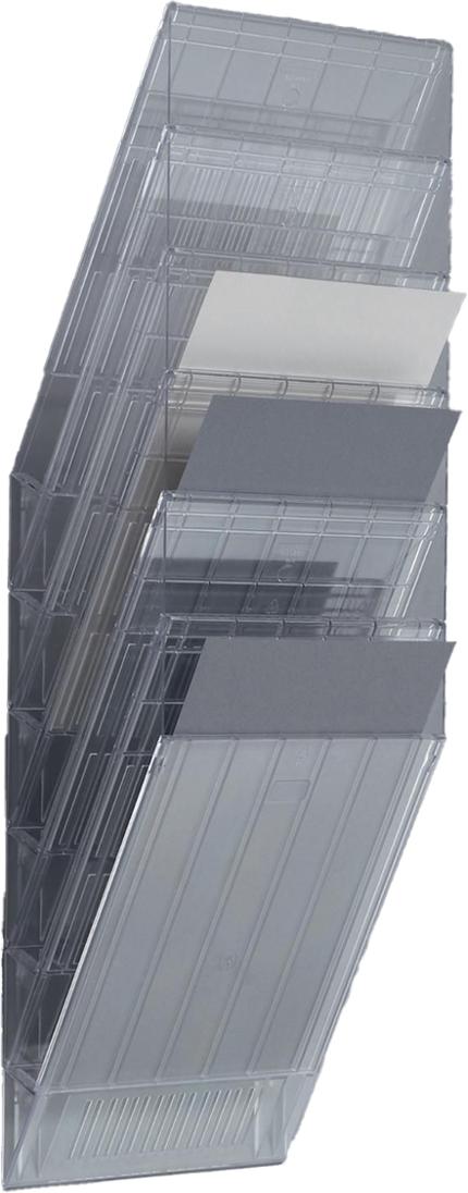 DURABLE Tidningsställ, FLEXIBOXX, monteras på vägg, 6 fack, A4, transparent | Kontorsmaterial - Till skrivbordet - Blankettfack och Boxar | Kontorsexperten