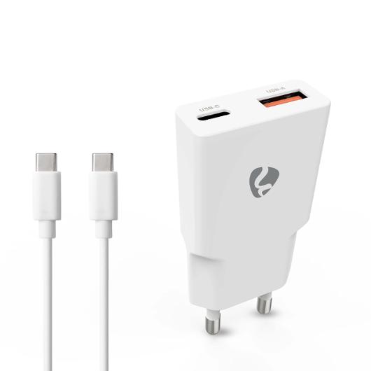 NEDIS Laddare vägg GaN 2xUSB-A/C 1m vit | Datorprodukter - Surfplattor och smartphones - Laddare - Vägg | Kontorsexperten