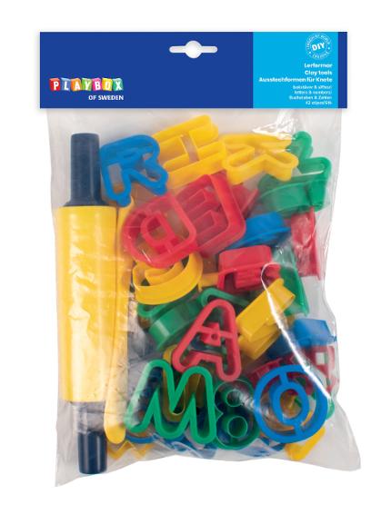 PLAYBOX Lerformar bokstäver och siffror 42/fp | Skola och förskola - Bild och form - Lera och sand | Kontorsexperten