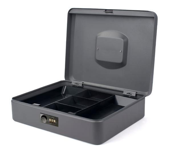 Pavo Kassaskrin med kombinationslås 240x300x90mm mörkgrå | Kontorsmaterial - Arkivering och kontorsförvaring - Kassaskrin och tillbehör | Kontorsexperten