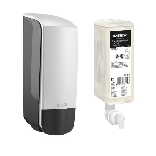 KATRIN Köp skumtvål Green - få dispenser vit på köpet! | Städ och hygien - Tvål och hygien - Hygiensystem - Katrin | Kontorsexperten