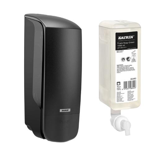 KATRIN Köp skumtvål Green - få dispenser svart på köpet! | Städ och hygien - Tvål och hygien - Hygiensystem - Katrin | Kontorsexperten