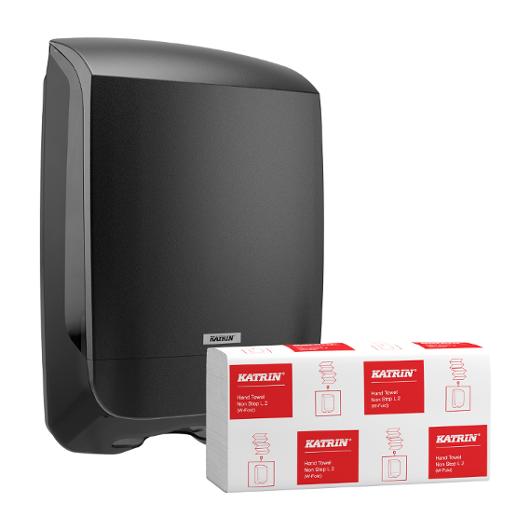 KATRIN Köp handdukar NonStop L2 W - få dispenser svart på köpet! | Städ och hygien - Toalettpapper och torkpapper - Pappershanddukar | Kontorsexperten