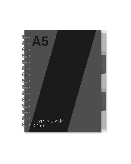 Anteckningsblock A5 70g 120 blad med 5 avdelare | Kontorsmaterial - Block och anteckningsböcker - Anteckningsblock | Kontorsexperten