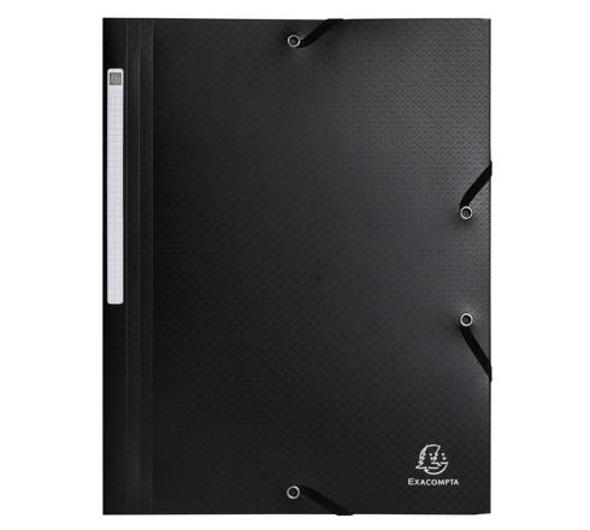 EXACOMPTA Mapp A4 PP recycled 3-klaff svart | Kontorsmaterial - Mappar och plastfickor - Gummibandsmappar 3-klaff - Plast | Kontorsexperten