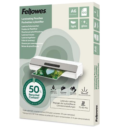 FELLOWES Laminat A6 Light 100/fp | Kontorsmaskiner - Laminering - Laminat - A6 | Kontorsexperten