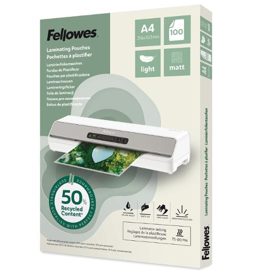 FELLOWES Laminat A4 Light Matt 100/fp | Kontorsmaskiner - Laminering - Laminat - A4 | Kontorsexperten