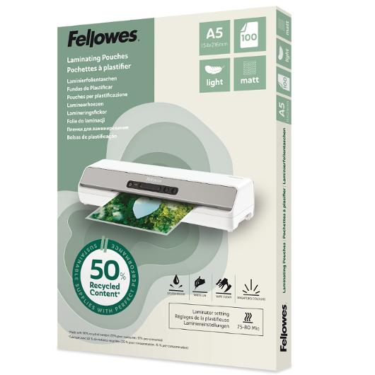 FELLOWES Laminat A5 Light Matt 100/fp | Kontorsmaskiner - Laminering - Laminat - A5 | Kontorsexperten