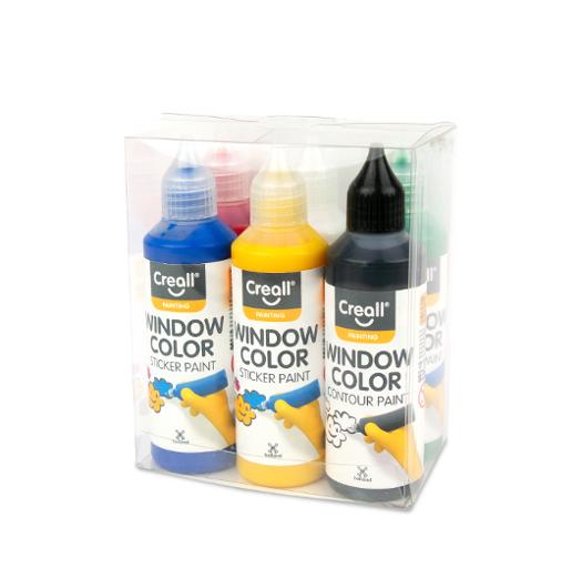 CREALL Fönsterfärg 6x80ml | Skola och förskola - Målarfärg och tillbehör - Fönsterfärg | Kontorsexperten